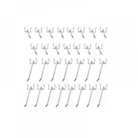 Crochets pour panneaux perforés en métal, accessoires pour panneaux perforés, ensemble de crochets simples de 10cm et 5cm pour Garages, remises à outils, ateliers, 30 pièces (1/5)