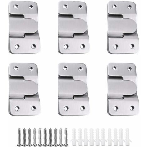 6 Paires [12 pack] Support de Montage Dissimulé Embarqué Interverrouillage Pendaison Boucle Quincaillerie Murale en Acier Inoxydable pour Accrocher la Photo Miroir Cadre Dosseret Meubles (1/5)