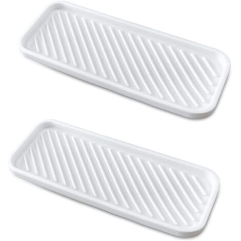Lot de 2 porte-éponges épais en silicone pour évier de cuisine, salle de bain, distributeur de savon, brosse à récurer, blanc (1/5)