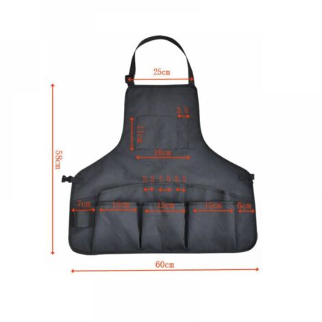 (noir) Tablier de Jardinage Tablier Jardinier en Tablier de Travail en Tablier de Protection Réglable pour Outils de Jardin