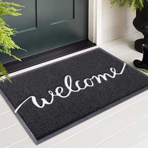 1 pièce 44 x 76 cm (noir) Paillasson extérieur "Welcome", paillasson intérieur, tapis d'entrée, paillasson extérieur antidérapant et anti-poussière (1/5)