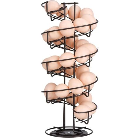 Distributeur Oeuf, Distributeur Oeuf Spirale Rangement Contient Environ 30-36 Oeufs, Support à Oeufs Peut Ranger et Marquer dans l'ordre - Brun