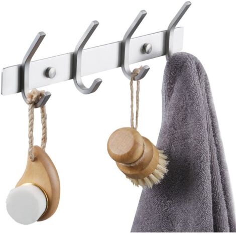 Porte Manteau Salle de Bain Porte Manteau Metal Mural 4 Crochets Patère Murale Salle de Bain Acier Inoxydable SUS304 Finition Brossée (1/5)