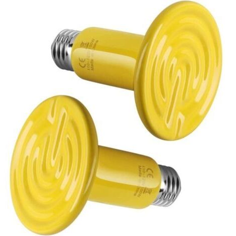 Ampoule chauffante en céramique pour reptiles, sans lumière, chauffage pour terrarium, amphibien, serpent, tortue, incubation de poulet, 150 W, lot de 2, jaune (1/5)