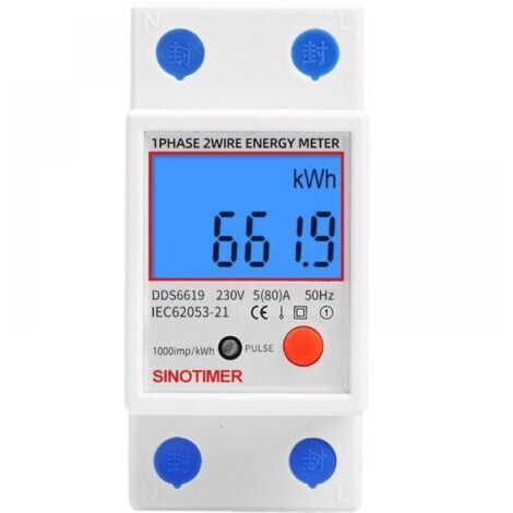 Sous compteur électrique monophasé, certifié MID, 45A max modulaire, Simple tarif, Affichage LCD (1/5)