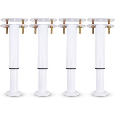 Lot de 4 Pieds de Support de lit réglables en métal, rétractables, très résistants, pour Armoire, canapé, Cadre de lit, pièces de Rechange de 18 à 32 cm (Blanc Lot de 4) (1/5)
