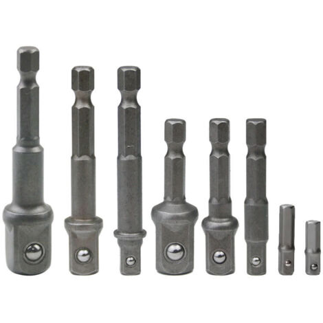 8 Pièces 1/4" 3/8" 1/2" Porte Embouts Magnétique Extension de Vissage Adaptateur Tournevis Hexagonal/Carré Assortiment (1/5)