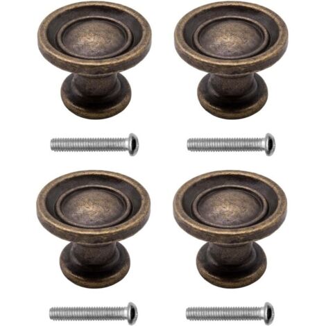 Poignées de meubles antiques, style maison de campagne, design vintage, fer bronze, meubles, armoires, commodes, buffets, 29 x 19 mm, bronze, lot de 4 (1/5)