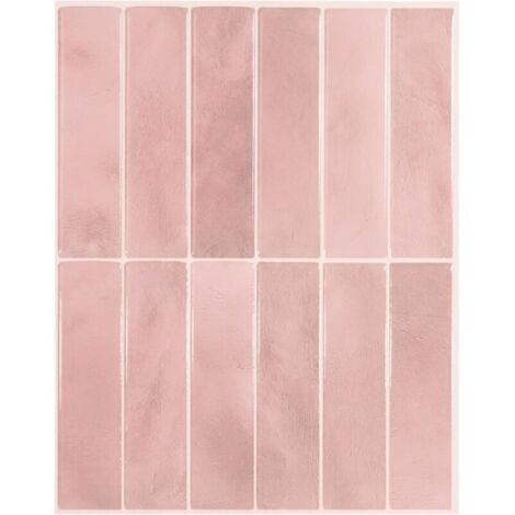 Lot de 5 autocollants muraux pour dosseret, autocollants muraux pour carrelage de cuisine et de salle de bain, rose (1/5)