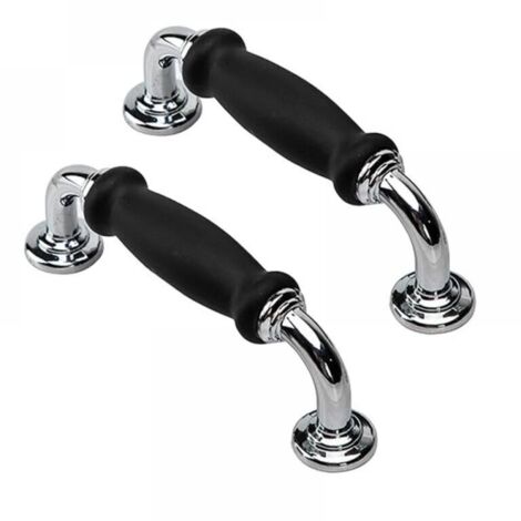 Lot de 2 poignées de porte vintage noires pour armoire, tiroir, meuble, distance entre les trous : 96 mm (1/4)
