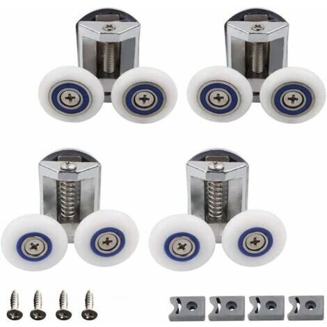 Roue Porte Douche, 4 Pièces Douche Douche Double Roues Porte, Roulette Porte Douche, Rouleau Cabine Douche Salle Bain, Peut Etre Utilisé pour Remplacer les Rouleaux Dans la Salle de Bain Familiale (1/4)