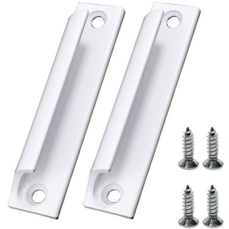 2 Pièces Poignée Blanc de Porte Coulissante Poignée Meuble en Alliage d'Aluminium Poignée de Fenêtres avec Vis (1/3)