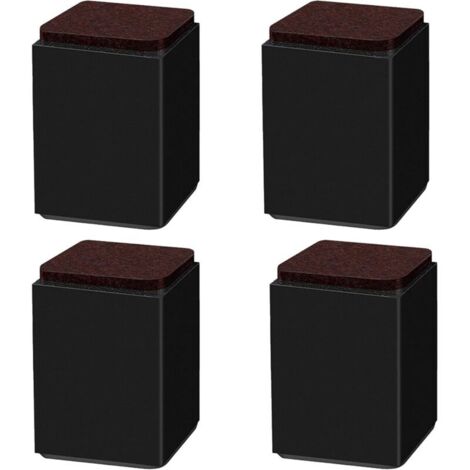(Noir 10cm) 4PCS pieds de support de meuble, booster en acier carbone auto-adhésif, carré 6x6cm, pour canapé, lit, meuble TV, booster de meuble, hauteur 5cm/10cm, noir/blanc/marron (1/3)