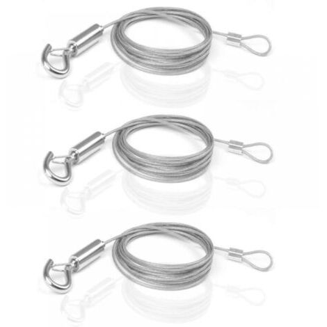 Câble en Acier Inoxydable,3 pièce Câbles Métalliques Réglables 2m x 1,5mm Fil de Suspension Réglable Fil Suspension Cadre pour Vêtements Lumières Photos (1/5)