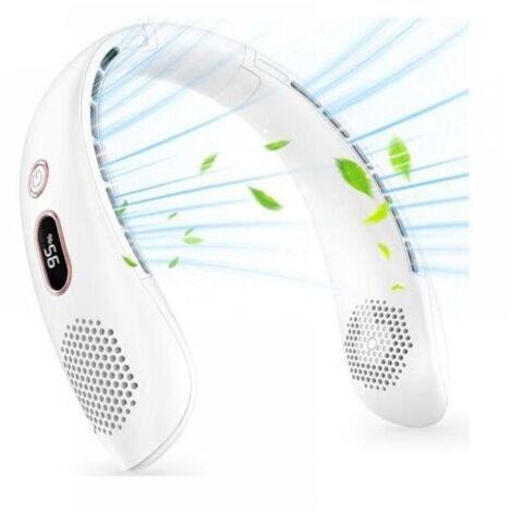 Ventilateur de cou, ventilateur de cou USB portable silencieux sans lame, flux d'air à 360°, mini ventilateur personnel rechargeable à 3 vitesses pour la maison, le bureau, les voyages (1/5)