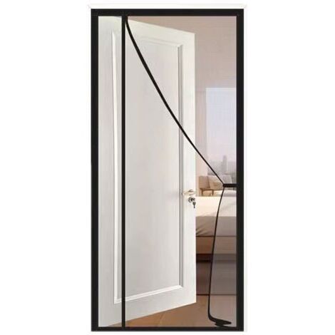 Moustiquaires magnétiques pour portes et fenêtres – fermeture automatique, maille ultra-fine – pour une aération optimale. Noir. 100 x 210 cm. (1/5)