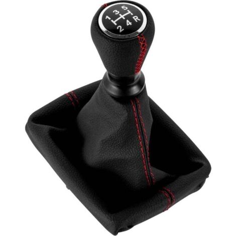 Pommeau Levier Vitesse Cuir avec Soufflet Compatible Peugeot 206 406 Rouge (1/4)
