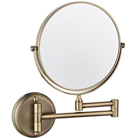 Miroir de salle de bain mural rotatif double face de 8 pouces, pliable et rétractable, grossissement 5x (bronze) (1/4)