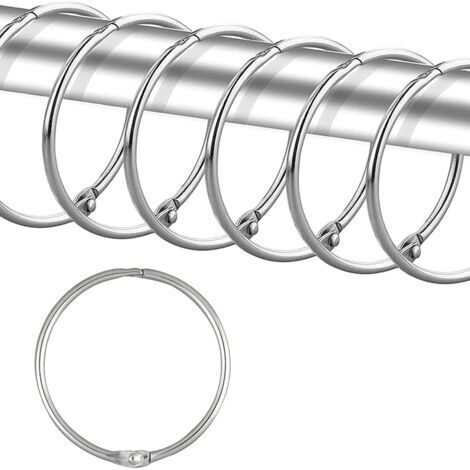 24 anneaux de rideau de douche, crochets de rideau de douche antirouille pour salle de bain, anneaux de rideau de douche ronds décoratifs et crochets de tringle de rideau de douche，argent (1/4)