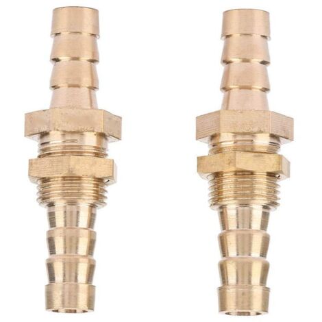 Raccord Tetine Arriv Gaz,2 pices Tuyau Barb En Laiton Cloison Raccord de Tuyau Coupleur Connecteur Adaptateur(8mm) (1/5)