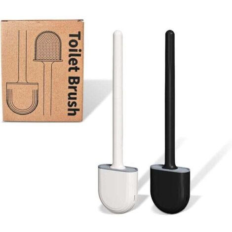 Brosse WC Toilette Silicone Plate Paquet de 2, Balai WC et Supports, Brosse Balayette Wc Suspendu, Séchage Rapide Kit de Brosse Nettoyage de Salle Bain