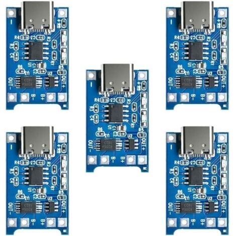 5 V 1 A 18650 USB-C Module de charge batterie au lithium, 5 V 1 A Module chargeur pour batterie au lithium 18650 Carte de charge avec double fonction de protection (5 PCS) (1/5)
