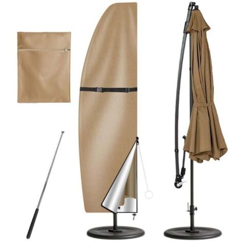 Housse De Protection pour Parasol Déporté Oxford, 210D Oxford Imperméable Résistant à UV Intempéries avec Sac De Rangement pour Terrasse Patio Jardin Extérieur (205×25/57/48cm)