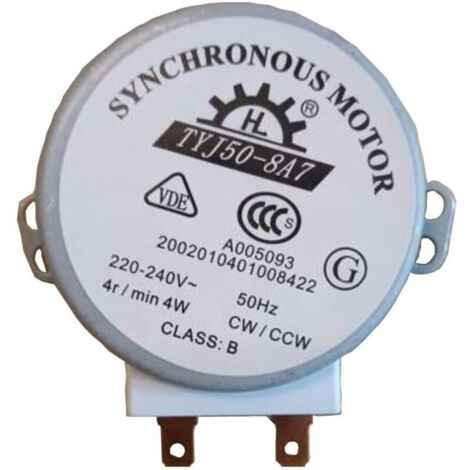 Moteur micro synchrone AC 220-240 V 4 W 6 tr/min 48 mm de diamètre pour souffleur d'air chaud 50/60 Hz CW/CCW TYJ50-8A7 Moteur de plateau de four à micro-ondes