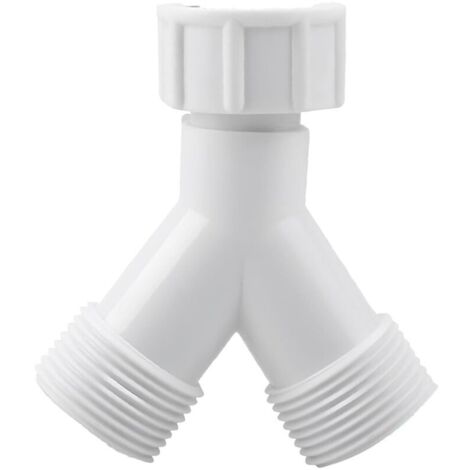 Double connecteur en Y pour machine à laver et lave-vaisselle Adaptateur de vidange avec filetage 3/4" Raccord de tuyau pour robinet et appareils ménagers Plastique renforcé haute (1/5)