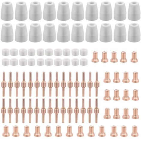 100 Pièces PT31 Consommables Plasma Decoupeur Plasma Parkside Cut 30 40 50 Consommables de Découpeuse Accessoire Decoupeur Electrode Tip Buse
