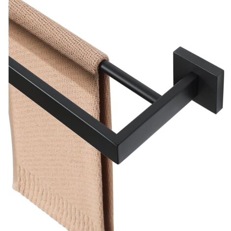 Porte Serviette Mural, 60 CM, en Acier Inoxydable 304, Barre Porte Serviette Cuisine Pratique et Durable, Agréable Support Serviette Salle de Bain, Noir (1/5)