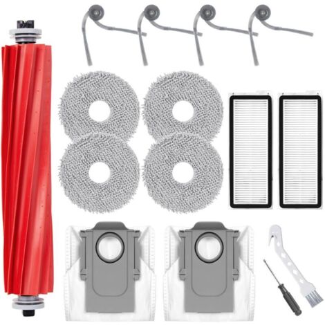 15 Kit d'accessoires pour Roborock QV 35A / QV 35S Aspirateur Accessoires, 1 Brosse principale, 4 Brosses latérales, 2 Filtre, 4 Chiffons, 2 Sacs à poussière, 1 Brosse de nettoyage, 1 Tournevis (1/5)