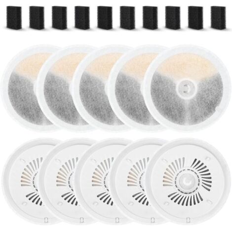 Lot de 10 filtres pour fontaine à chat E versweet Solo SE/Solo 2/3 Pro/3/2S avec 10 filtres éponges, système de filtration quadruple 3.0 (1/5)