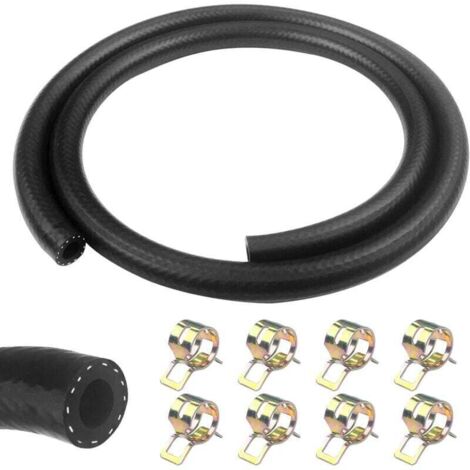 1 Mètre durite essence, 8mm Diamètre Intérieur durite gasoil, tuyau essence avec 8pcs colliers de serrage, Tuyau de Carburant pour Camion, Voiture, Tracteur ou Petit Moteur (1/5)