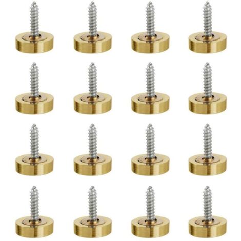 16 Pièces 16 mm (3/5 ") Vis de Miroir en Acier Inoxydable Capuchons Décoratifs Clous de Couverture pour Tables de Miroir Plaques de Bain Armoires Panneaux de Verre (1/4)