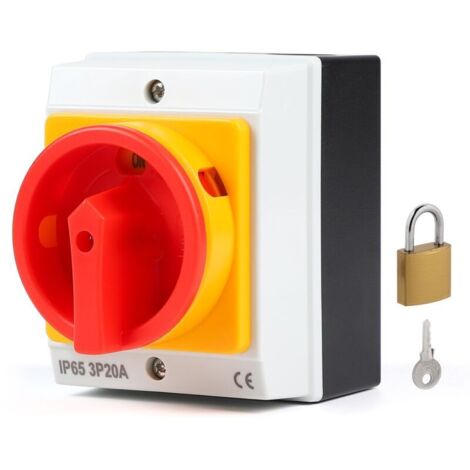 20A Interrupteur Principal 3 Pôles, Interrupteur Rotatif avec Boîtier pour Connecter Interrupteurs et Séparer Petits Circuits, IP65 (1/5)