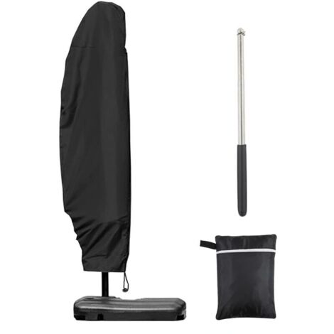Housse de Protection pour Parasol Deporte 3m 4m, Housse de Parasol Déporté avec 1,4m de Long Fermeture Éclair, Protection pour Parasol Deporte avec Tige Télescopique, 280x30/80/45 cm (1/5)