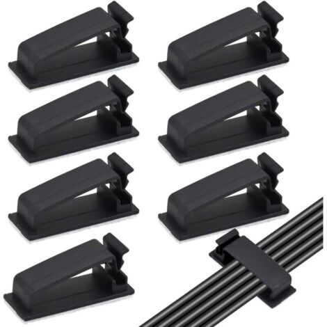 50PCS Noir Clips Câbles Adhésifs, Rangement de Câbles, Gestion de Câble pour Organiseur de Fils Electriques pour câbles Ethernet TV, Chargeur, Voiture, PC, Bureau, Maison, Cordon Électrique- (1/5)