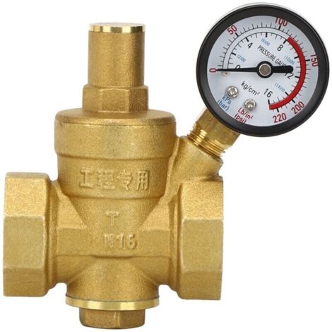 DN25 Régulateur Reducteur de Pression d\'eau Réglable, Vanne de Réduction de Pression d\'eau en Laiton + Manomètre Jauge de Pression d\'eau (1/5)