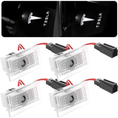 Lot de 4 projecteurs LED de porte de voiture avec lumière de bienvenue et éclairage d'entrée pour Tesla Model 3, Model Y, Model S et Model X - Accessoires Tesla