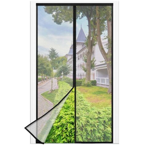 Moustiquaire Porte Fenetre, 120 x 220 CM - Maille Fine NOIRE Rideau Anti Mouche, se ferme tout seul, la Largeur du Haut de la Fenêtre de la Moustiquaire Porte Fenetre Magnetique Jusqu'à 3,8 CM (1/5)