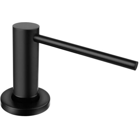 Distributeur Savon Encastrable pour Cuisine et Salle de Bain, avec Pompe en Acier Inoxydable, Bouteille de 500 ML, Remplissage du Haut, Noir
