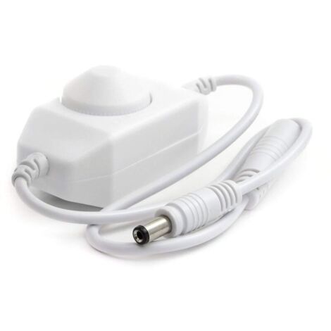 DC 12V-24V 3A LED Strip Dimmer Switch Contrôleur Gradateur Bande LED SMD Gradateur Rotatif Ruban LED COB Commutateur Variateur Dimmable 5,5mm x 2,1mm Jack DC pour Lumières LED, Blanc (1/5)
