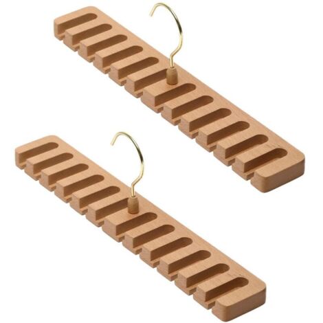 Lot de 2 porte-cravates - Porte-ceinture - Pour armoire en bois - Support mural - Porte-ceinture - Organisateur pour armoire pour organiser et ranger l'armoire (YS, 12GE) (1/5)
