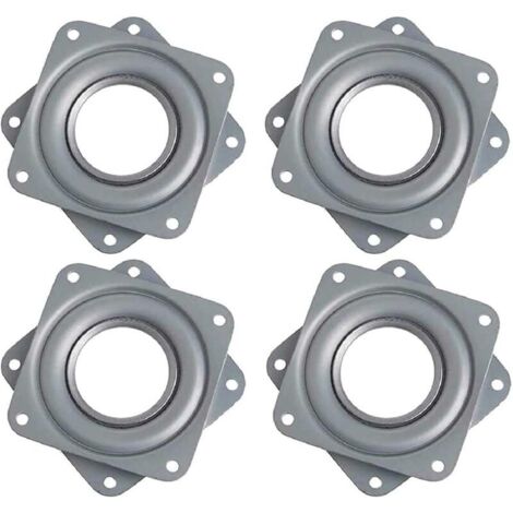 Plateau Tournant Carré 4 Pouces, 360 Degrés, Rotatif à Roulement à Billes, Métal Galvanisé, Plaque Pivotante Silencieuse, Flexibilité Optimale pour Présentoirs, Moniteur Ordinateur et Tabouret (1/5)