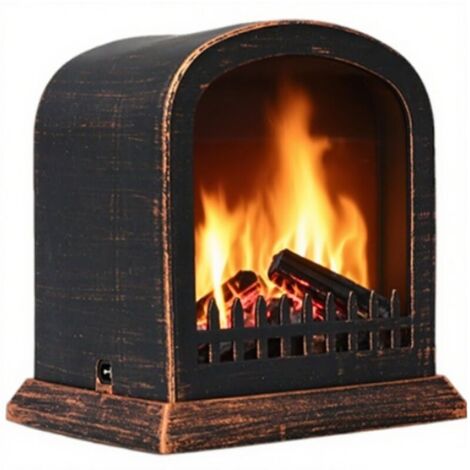 Lanterne de cheminée électrique Vintage avec Effet de Flamme à LED réaliste USB/Fiche à Batterie pour décoration Table Maison Noël 5, 7x4, 5x6, 3 Pouce (1/5)