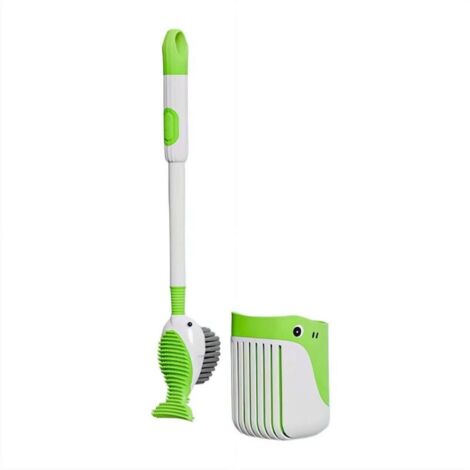 Ensemble de brosses WC à ventouse – Brosse WC avec fonction d'ajout de liquide – Support mural peu encombrant pour salle de bain, camping-car et bateau – Kit de nettoyage hygiénique pour cuvette de