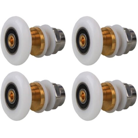 Roulettes Porte de Douche 23mm, Roulette Porte Coulissante Douche en Laiton 4 Pièces pour Rouleau pour Remplacement de Douche Coulissante Verre Porte Coureurs Rouleaux (23MM) (1/5)