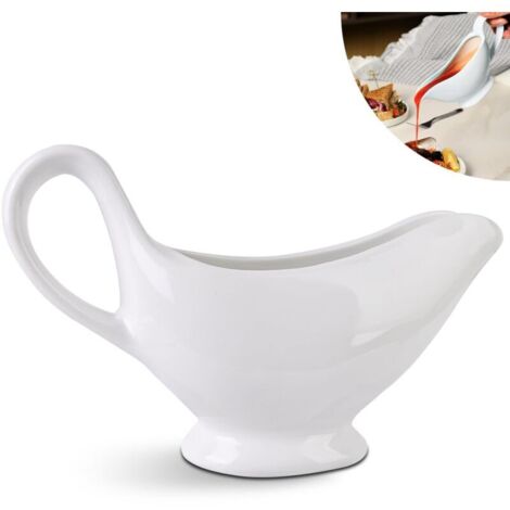 Saucière en Porcelaine 310 ml - Pot à Sauce Avec Anse, Récipient pour Vinaigrette, Crème, Bouillon de Lait - Design Élégant, Grande Poignée (1/5)