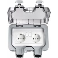 Enchufes impermeables para exteriores, Enchufe eléctrico doble para exteriores IP66, Enchufes de pared impermeables de 2 bandas con cubiertas,